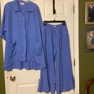 A two piece shirt & pants